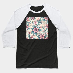 Pink Flowers Baseball T-Shirt